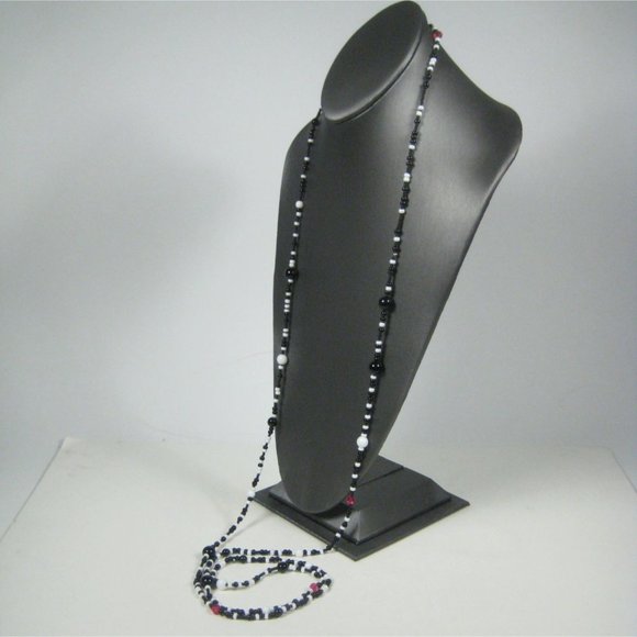 Asymmetrical Necklace Plastic Beaded 54 inch Strand Jewelry Fashion NO CLASP - Picture 4 of 6